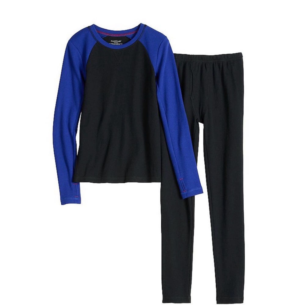 Cuddl Duds Boys Black and Blue Baselayer Set